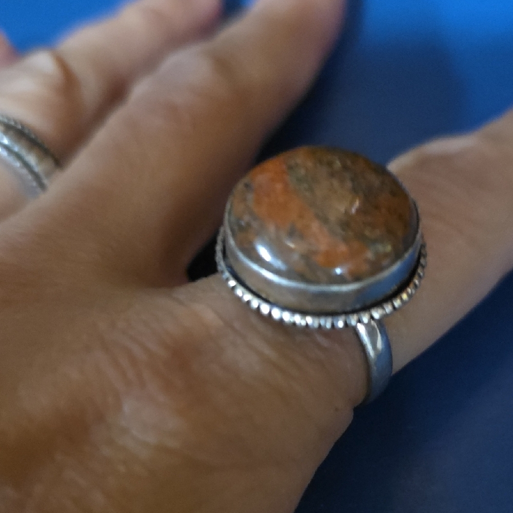 Ukanite 925 Stamped 10.5 Unisex large Stone Ring